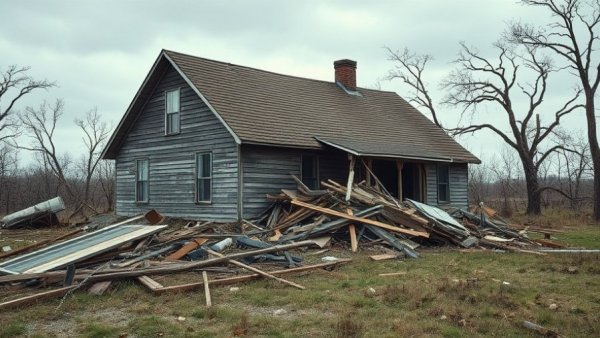 EF-2 tornado severely damages home in Marion County, showing debris and destruction.