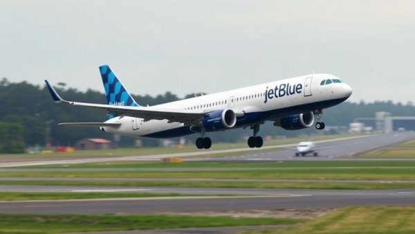 JetBlue airplane on runway amid ground stop discussion.