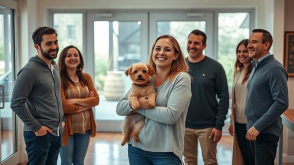 Missing Texas dog found in New Jersey with joyful group inside a room.