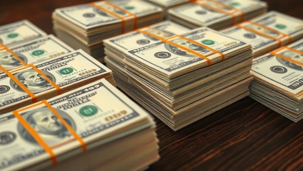 Stacks of currency related to illegal gambling operations in Karnes County.