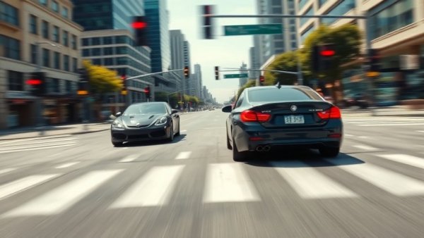 Street racing cars in Arlington intersection, potential accident.