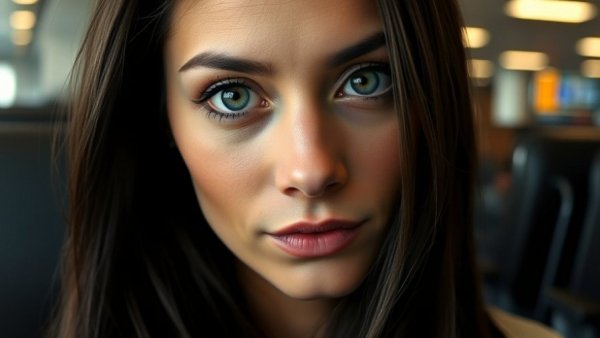 Houston news today: Woman in airport looking directly at camera.