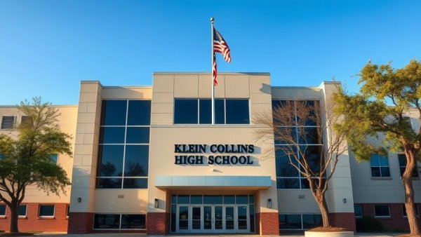 Klein Collins High School facade in Houston news shooting context.