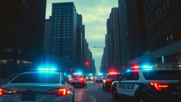 Houston pedestrian accident scene at night with police lights.
