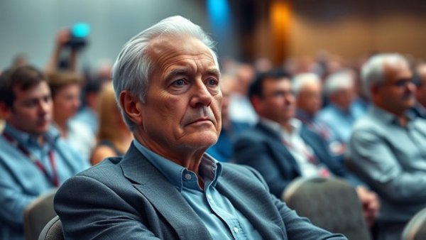 Serious man at conference relating to Corpus Christi water crisis.