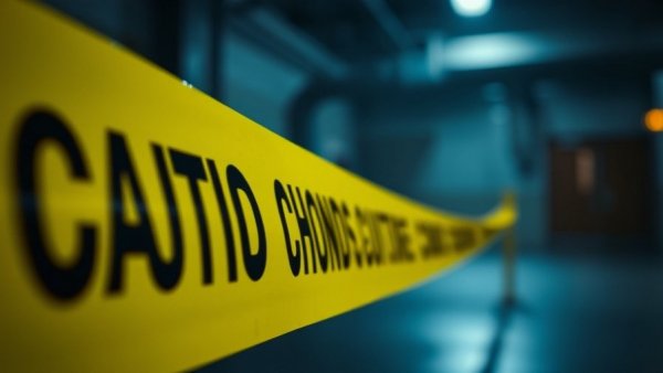 Close-up of yellow caution tape, symbolizing breaking US news.