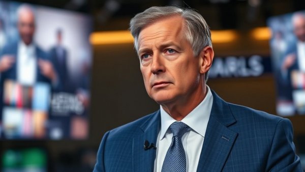 Mature man in studio during news broadcast discussing US-Iran negotiations collapse.