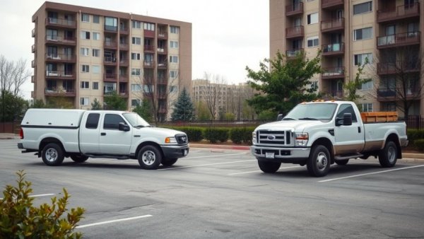 Parking spot incident featured on Dallas news today, showing two trucks.