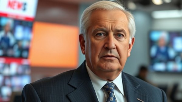 Serious older man discussing US-Iran negotiations breakdown on TV news