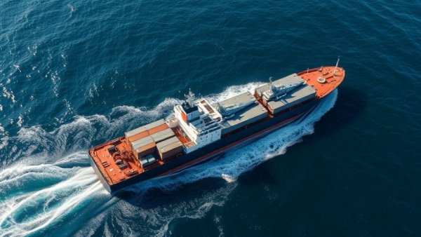 Arial view of military vessels on a cargo ship over ocean, Iran mines in Strait of Hormuz.