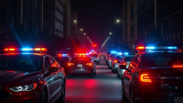Police vehicles at night in Houston for news today.