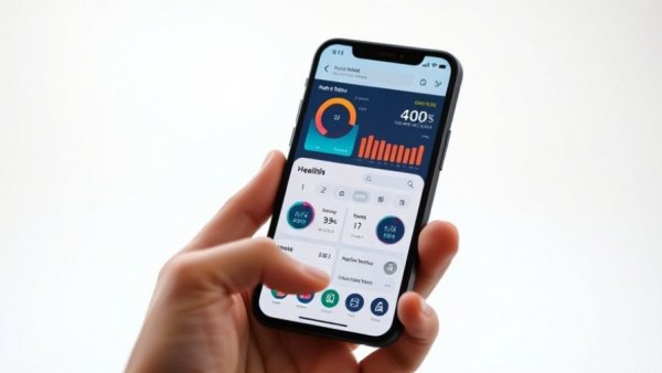 Health AI assistant on smartphone interface, displaying health metrics.