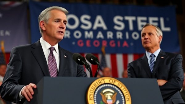 Clay Fuller Georgia runoff election event with two men on stage.