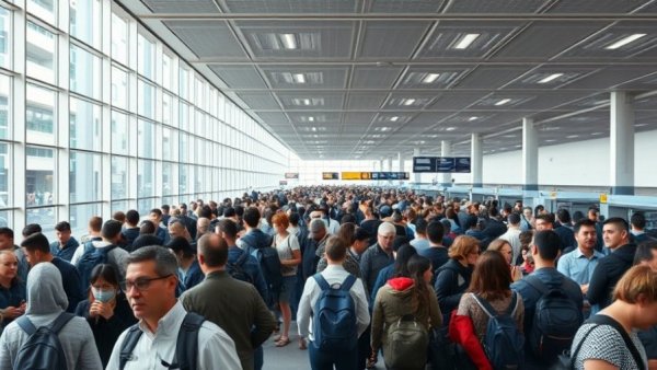 Crowded airport security lines signify Global Entry Program reactivation.