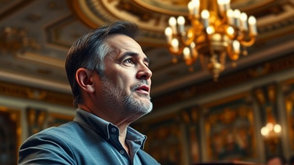 Mature man discusses GOP voting bill in ornate setting.