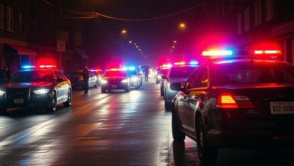 San Antonio news shooting scene with police cars at night.
