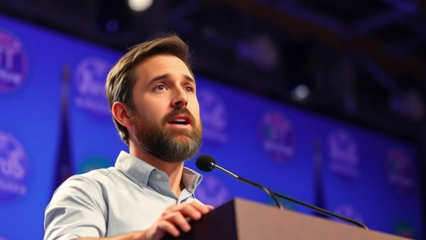 Speaker at a podium discussing election news, Texas 23rd Congressional District.