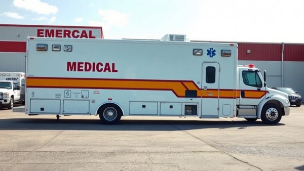 IndyCar race safety mobile medical unit trailer parked with emergency signage.