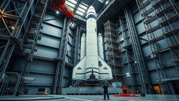 NASA Artemis II moon mission rocket in assembly building