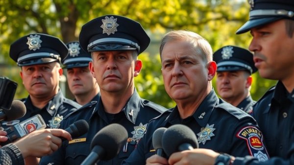 Dallas news shooting press conference with police officers.