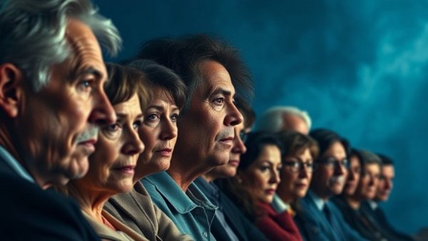 Juror faces collage representing Dallas news deliberation.
