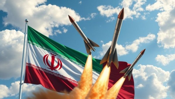 Representation of US military strategy and global implications with missiles.