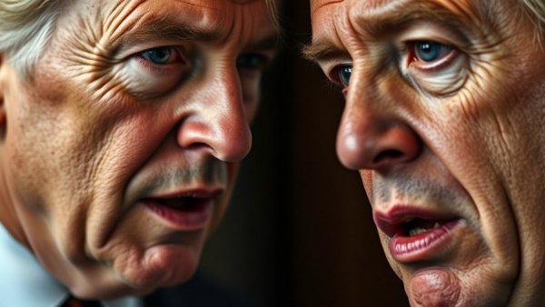 Breaking US news with two people engaged in conversation.