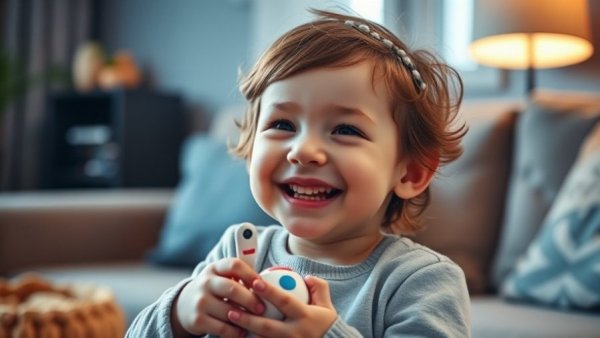Happy child playing with a toy in a living room, IEP delays San Antonio.