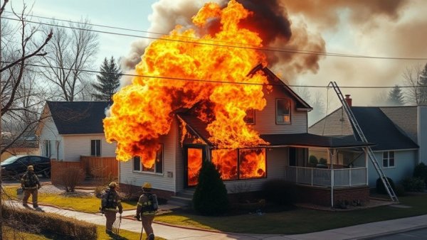 San Antonio house fire with firefighters battling blaze in neighborhood.