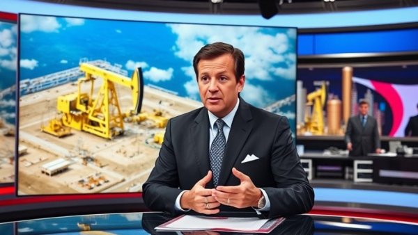 News segment discussing Iran's Diplomatic Opportunities with oil facility view.