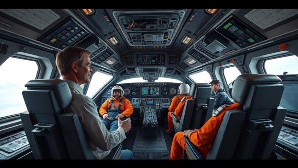 Reporter discusses Artemis II mission in spacecraft cockpit.