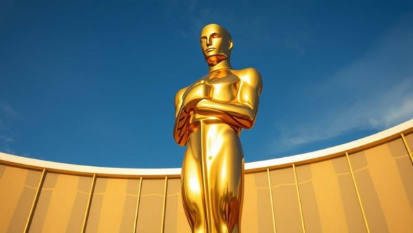Golden Oscar statue at Academy Awards venue for Oscar nominations 2026.