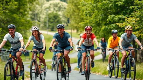Cyclists enjoying Austin art and parks bike tour in a scenic park.