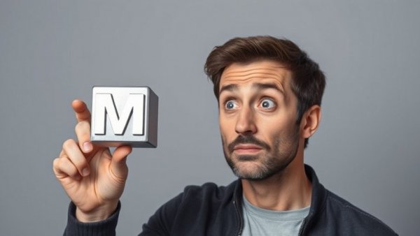 Curious man indicates magnesium symbol cube; signs body needs magnesium.