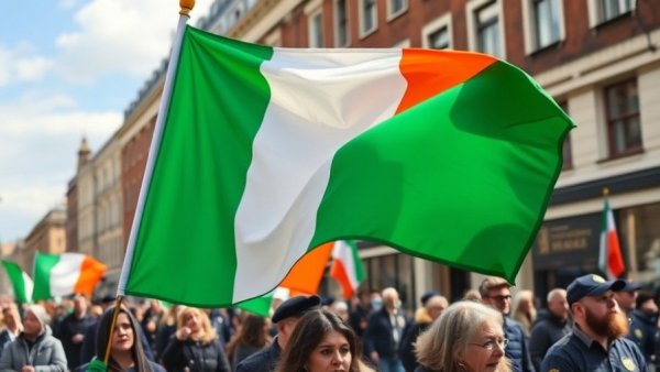 Irish flag waving at Boston St. Patrick's Day parade 2026.