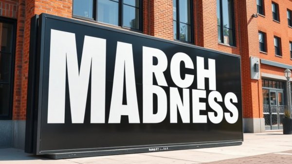 March Madness sign at Texas schools for 2026 tournament.