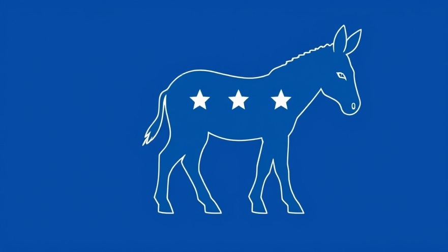 Democrat party symbol: blue donkey representing national news headlines.