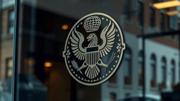 Official emblem 'District Attorney' on glass door for Austin news