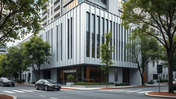 Contemporary building on urban street, LifeWorks assisting homeless youth.