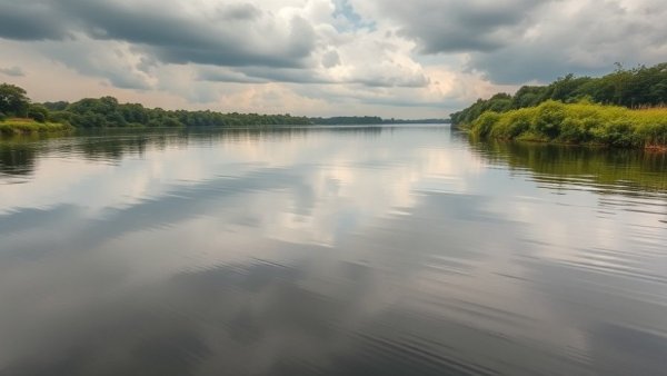 Serene river landscape reflecting clouds, Texas Water Trust donation