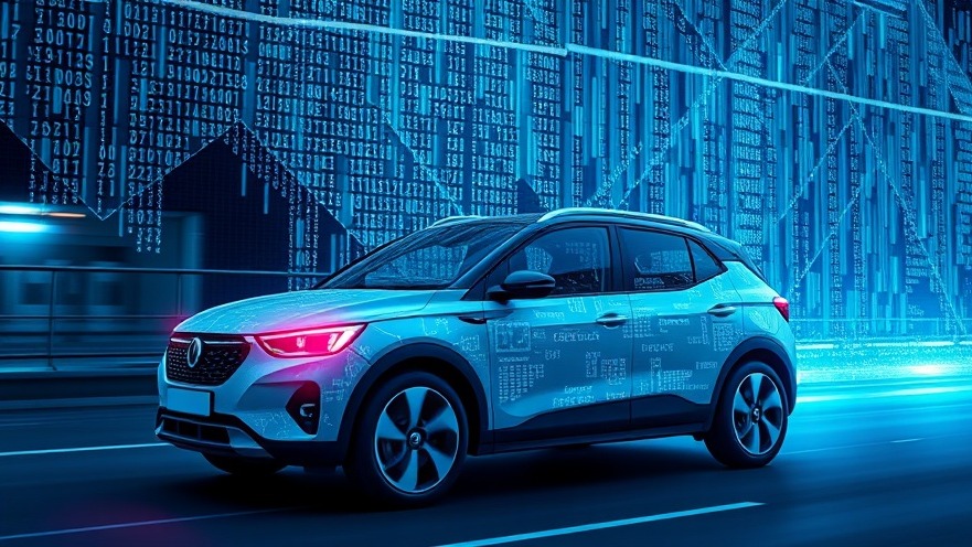 Modern vehicle broadcasting electronic data, highlighting consumer technology and automotive tech trends.