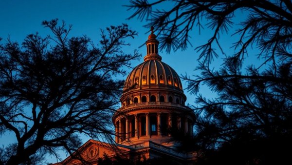 Texas State Capitol dome viewed through trees, symbolizing school voucher deadline.