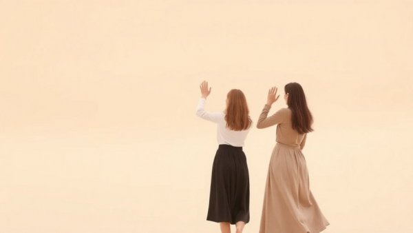 Minimalistic depiction of long-distance friendships with pastel tones.