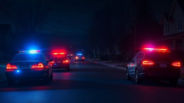 San Antonio police lights at night during shooting investigation.