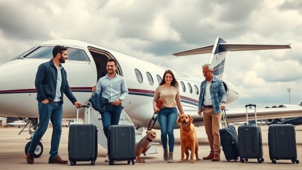 Family ready for Hill Country flights Houston by a private jet, including dog.