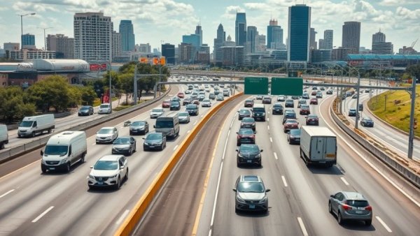 Changing commute habits in Central Texas urban highway scene.