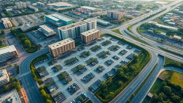 Aerial view of San Antonio downtown development area.