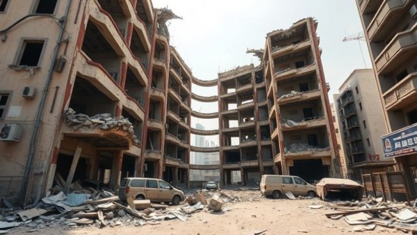 Aftermath of Iranian missile strike near Israeli site, building damage.