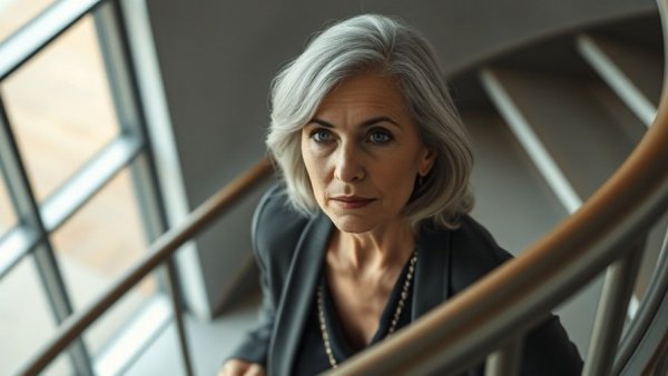 GOP senator descends staircase in modern setting, addressing concerns about young women.