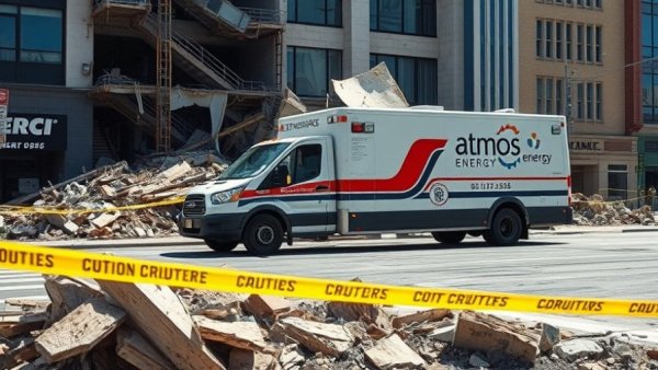 Lake Dallas explosion aftermath with truck and debris